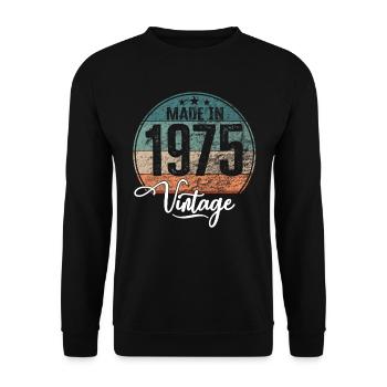 Vintage Made in 1975 Year of birth 1975 Birthday - Unisex Sweatshirt - black - Front - Alina (178cm) & Michal (187cm)