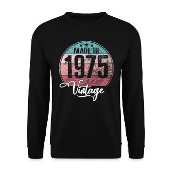 Vintage Made in 1975 Year of birth 1975 Birthday - Unisex Sweatshirt - black - Front - Alina (178cm) & Michal (187cm)
