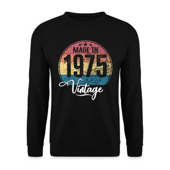 Vintage Made in 1975 Year of birth 1975 Birthday - Unisex Sweatshirt - black - Front - Alina (178cm) & Michal (187cm)
