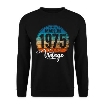Vintage Made in 1975 Year of birth 1975 Birthday - Unisex Sweatshirt - black - Front - Alina (178cm) & Michal (187cm)