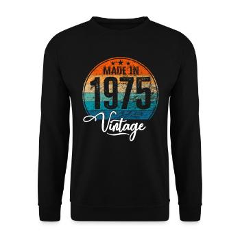 Vintage Made in 1975 Year of birth 1975 Birthday - Unisex Sweatshirt - black - Front - Alina (178cm) & Michal (187cm)