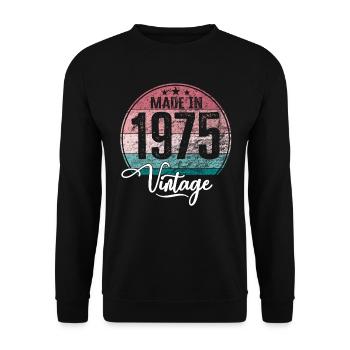 Vintage Made in 1975 Year of birth 1975 Birthday - Unisex Sweatshirt - black - Front - Alina (178cm) & Michal (187cm)
