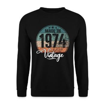 Millésime Fabriqué en 1974 Année de naissance 1974 Anniversaire - Sweat-shirt Unisexe - noir - Devant - Alina (178cm) & Michal (187cm)