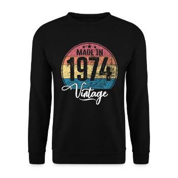 Millésime Fabriqué en 1974 Année de naissance 1974 Anniversaire - Sweat-shirt Unisexe - noir - Devant - Alina (178cm) & Michal (187cm)