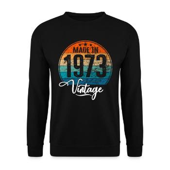 Vintage Made in 1973 Geburtsjahr 1973 Geburtstag - Unisex Pullover - Schwarz - Vorne - Alina (178cm) & Michal (187cm)