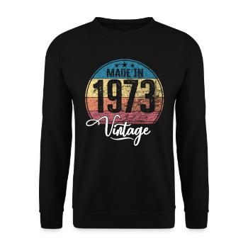Millésime Fabriqué en 1973 Année de naissance 1973 Anniversaire - Sweat-shirt Unisexe - noir - Devant - Alina (178cm) & Michal (187cm)
