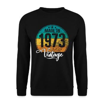 Millésime Fabriqué en 1973 Année de naissance 1973 Anniversaire - Sweat-shirt Unisexe - noir - Devant - Alina (178cm) & Michal (187cm)