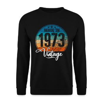 Vintage Made in 1973 Geburtsjahr 1973 Geburtstag - Unisex Pullover - Schwarz - Vorne - Alina (178cm) & Michal (187cm)