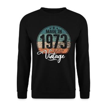 Millésime Fabriqué en 1973 Année de naissance 1973 Anniversaire - Sweat-shirt Unisexe - noir - Devant - Alina (178cm) & Michal (187cm)