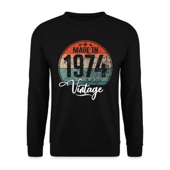 Millésime Fabriqué en 1974 Année de naissance 1974 Anniversaire - Sweat-shirt Unisexe - noir - Devant - Alina (178cm) & Michal (187cm)