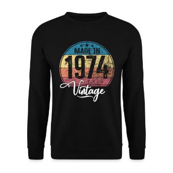 Millésime Fabriqué en 1974 Année de naissance 1974 Anniversaire - Sweat-shirt Unisexe - noir - Devant - Alina (178cm) & Michal (187cm)