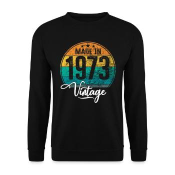 Vintage Made in 1973 Geburtsjahr 1973 Geburtstag - Unisex Pullover - Schwarz - Vorne - Alina (178cm) & Michal (187cm)