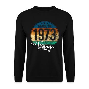 Millésime Fabriqué en 1973 Année de naissance 1973 Anniversaire - Sweat-shirt Unisexe - noir - Devant - Alina (178cm) & Michal (187cm)