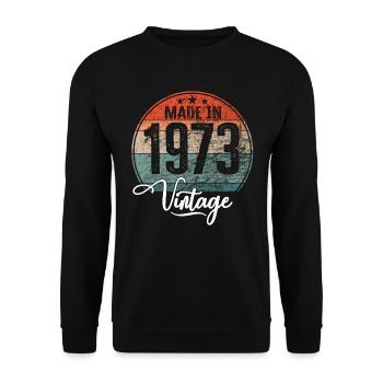 Millésime Fabriqué en 1973 Année de naissance 1973 Anniversaire - Sweat-shirt Unisexe - noir - Devant - Alina (178cm) & Michal (187cm)