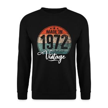 Millésime Fabriqué en 1972 Année de naissance 1972 Anniversaire - Sweat-shirt Unisexe - noir - Devant - Alina (178cm) & Michal (187cm)