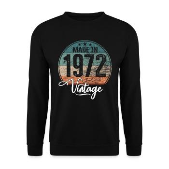 Millésime Fabriqué en 1972 Année de naissance 1972 Anniversaire - Sweat-shirt Unisexe - noir - Devant - Alina (178cm) & Michal (187cm)