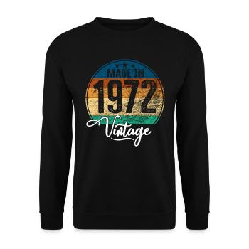 Millésime Fabriqué en 1972 Année de naissance 1972 Anniversaire - Sweat-shirt Unisexe - noir - Devant - Alina (178cm) & Michal (187cm)