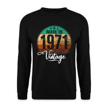Vintage Made in 1971 Year of birth 1971 Birthday - Unisex Sweatshirt - black - Front - Alina (178cm) & Michal (187cm)