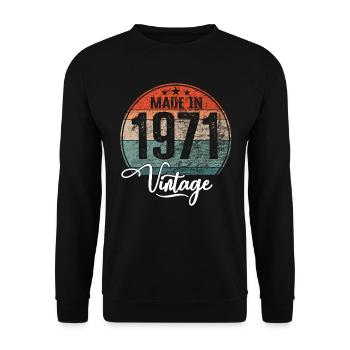Vintage Made in 1971 Year of birth 1971 Birthday - Unisex Sweatshirt - black - Front - Alina (178cm) & Michal (187cm)