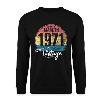 Vintage Made in 1971 Year of birth 1971 Birthday - Unisex Sweatshirt - black - Front - Alina (178cm) & Michal (187cm)