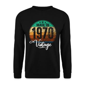 Vintage Made in 1970 Geburtsjahr 1970 Geburtstag - Unisex Pullover - Schwarz - Vorne - Alina (178cm) & Michal (187cm)