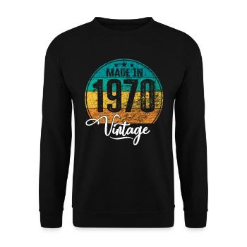 Vintage Made in 1970 Geburtsjahr 1970 Geburtstag - Unisex Pullover - Schwarz - Vorne - Alina (178cm) & Michal (187cm)