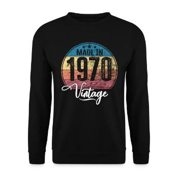 Vintage Made in 1970 Geburtsjahr 1970 Geburtstag - Unisex Pullover - Schwarz - Vorne - Alina (178cm) & Michal (187cm)