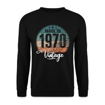 Vintage Made in 1970 Geburtsjahr 1970 Geburtstag - Unisex Pullover - Schwarz - Vorne - Alina (178cm) & Michal (187cm)