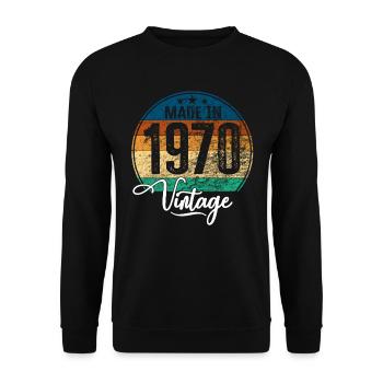 Vintage Made in 1970 Geburtsjahr 1970 Geburtstag - Unisex Pullover - Schwarz - Vorne - Alina (178cm) & Michal (187cm)