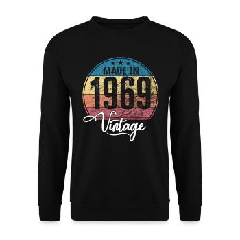 Millésime Fabriqué en 1969 Année de naissance 1969 Anniversaire - Sweat-shirt Unisexe - noir - Devant - Alina (178cm) & Michal (187cm)