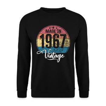 Vintage Made in 1967 Year of birth 1967 Birthday - Unisex Sweatshirt - black - Front - Alina (178cm) & Michal (187cm)