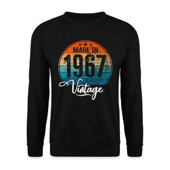 Vintage Made in 1967 Year of birth 1967 Birthday - Unisex Sweatshirt - black - Front - Alina (178cm) & Michal (187cm)