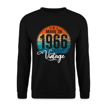 Millésime Fabriqué en 1966 Année de naissance 1966 Anniversaire - Sweat-shirt Unisexe - noir - Devant - Alina (178cm) & Michal (187cm)