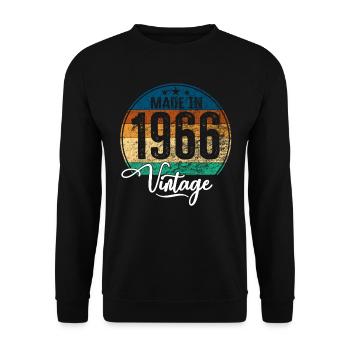 Vintage Made in 1966 Geburtsjahr 1966 Geburtstag - Unisex Pullover - Schwarz - Vorne - Alina (178cm) & Michal (187cm)
