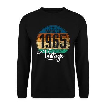 Vintage Made in 1965 Geburtsjahr 1965 Geburtstag - Unisex Pullover - Schwarz - Vorne - Alina (178cm) & Michal (187cm)