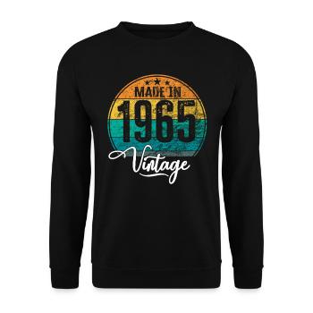 Vintage Made in 1965 Geburtsjahr 1965 Geburtstag - Unisex Pullover - Schwarz - Vorne - Alina (178cm) & Michal (187cm)