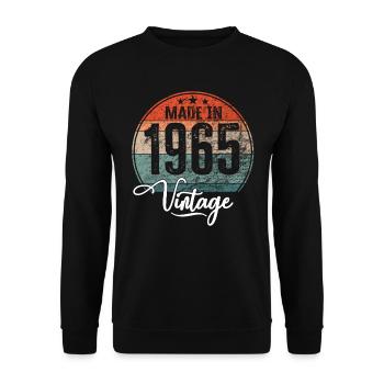 Vintage Made in 1965 Geburtsjahr 1965 Geburtstag - Unisex Pullover - Schwarz - Vorne - Alina (178cm) & Michal (187cm)
