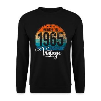 Vintage Made in 1965 Geburtsjahr 1965 Geburtstag - Unisex Pullover - Schwarz - Vorne - Alina (178cm) & Michal (187cm)