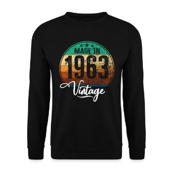 Vintage Made in 1963 Geburtsjahr 1963 Geburtstag - Unisex Pullover - Schwarz - Vorne - Alina (178cm) & Michal (187cm)