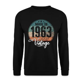 Vintage Made in 1963 Geburtsjahr 1963 Geburtstag - Unisex Pullover - Schwarz - Vorne - Alina (178cm) & Michal (187cm)