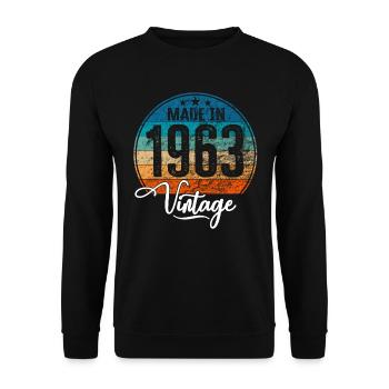 Vintage Made in 1963 Geburtsjahr 1963 Geburtstag - Unisex Pullover - Schwarz - Vorne - Alina (178cm) & Michal (187cm)
