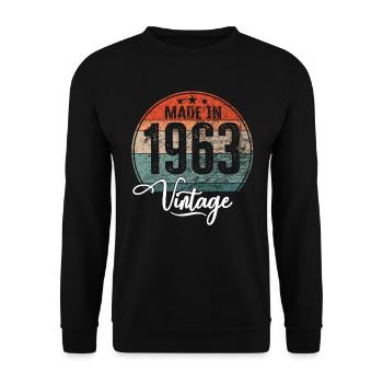 Vintage Made in 1963 Geburtsjahr 1963 Geburtstag - Unisex Pullover - Schwarz - Vorne - Alina (178cm) & Michal (187cm)