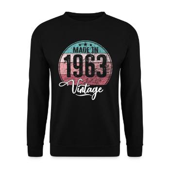 Vintage Made in 1963 Geburtsjahr 1963 Geburtstag - Unisex Pullover - Schwarz - Vorne - Alina (178cm) & Michal (187cm)