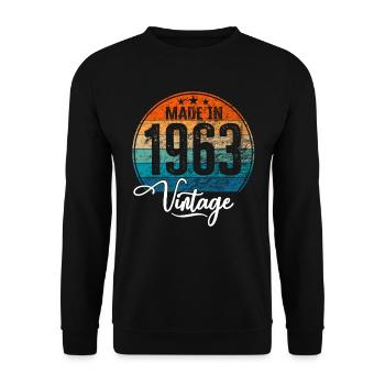 Vintage Made in 1963 Geburtsjahr 1963 Geburtstag - Unisex Pullover - Schwarz - Vorne - Alina (178cm) & Michal (187cm)