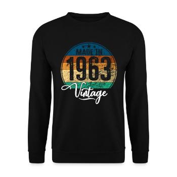 Vintage Made in 1963 Geburtsjahr 1963 Geburtstag - Unisex Pullover - Schwarz - Vorne - Alina (178cm) & Michal (187cm)