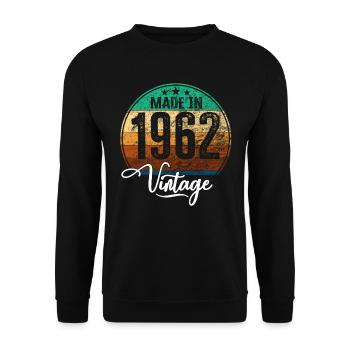 Vintage Made in 1962 Geburtsjahr 1962 Geburtstag - Unisex Pullover - Schwarz - Vorne - Alina (178cm) & Michal (187cm)