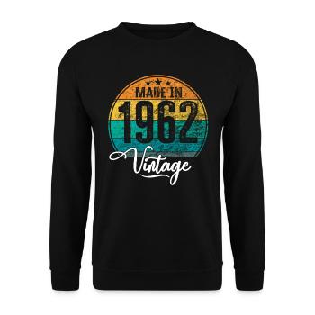 Vintage Made in 1962 Geburtsjahr 1962 Geburtstag - Unisex Pullover - Schwarz - Vorne - Alina (178cm) & Michal (187cm)