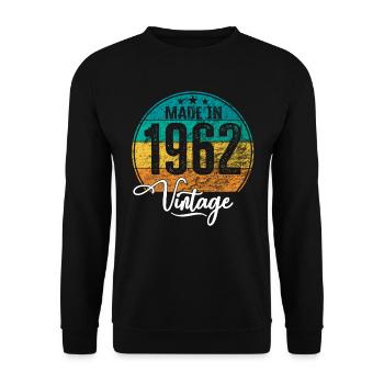 Vintage Made in 1962 Geburtsjahr 1962 Geburtstag - Unisex Pullover - Schwarz - Vorne - Alina (178cm) & Michal (187cm)