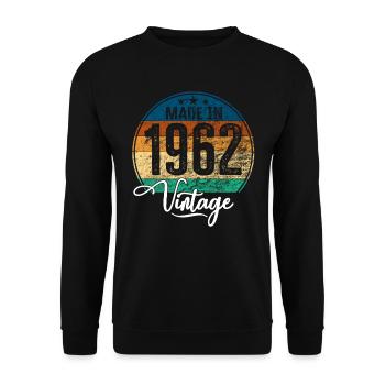 Vintage Made in 1962 Geburtsjahr 1962 Geburtstag - Unisex Pullover - Schwarz - Vorne - Alina (178cm) & Michal (187cm)