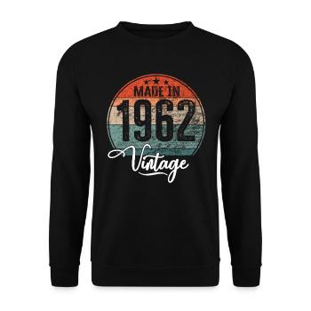 Vintage Made in 1962 Geburtsjahr 1962 Geburtstag - Unisex Pullover - Schwarz - Vorne - Alina (178cm) & Michal (187cm)
